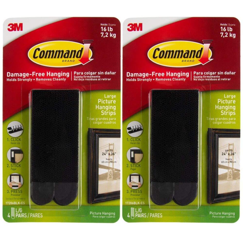 8 Command Strips Damage-free Hanging‎ Hold Strongly Large 8 pairs total